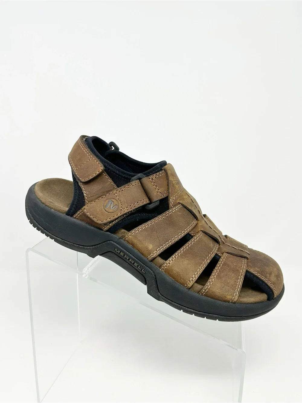 Merrell Men's Fisherman Sandals Brown Closed Toe Hook & Loop Outdoor Size 8